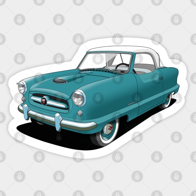 nash metropolitan in teal Sticker by candcretro